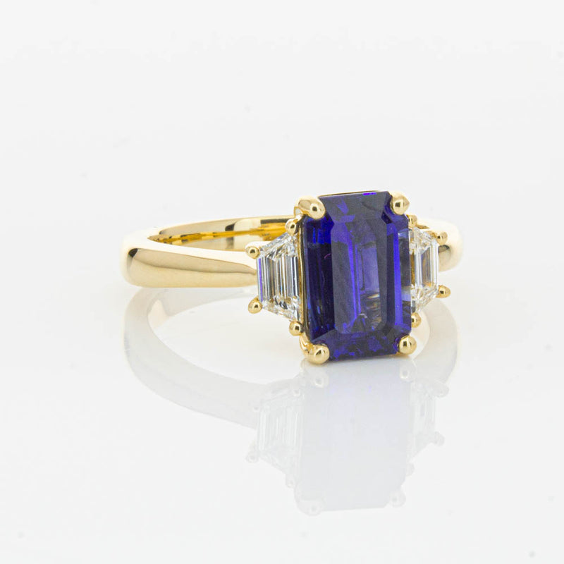 18ct Yellow Gold Sapphire & Diamond Three Stone Ring-Ring-Walker & Hall