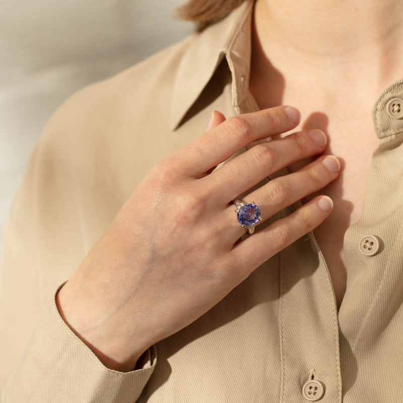 Deja Vu Platinum 5.60ct Tanzanite & Diamond Ring-Ring-Walker & Hall