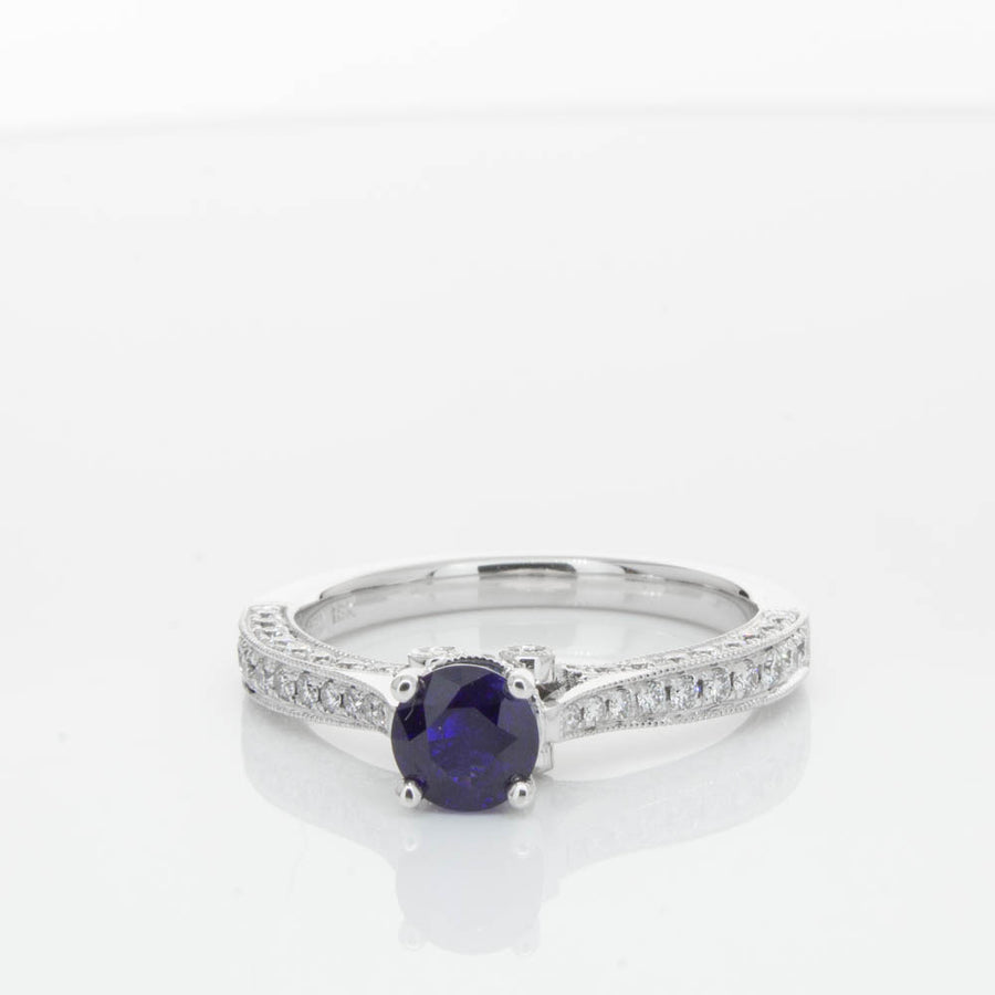 18ct White Gold Sapphire & Diamond Ring-Ring-Walker & Hall