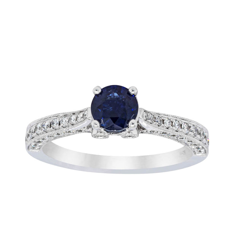 18ct White Gold Sapphire & Diamond Ring-Ring-Walker & Hall