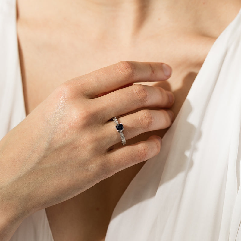 18ct White Gold Sapphire & Diamond Ring-Ring-Walker & Hall