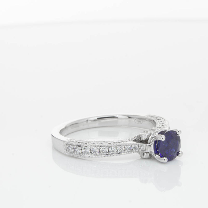 18ct White Gold Sapphire & Diamond Ring-Ring-Walker & Hall
