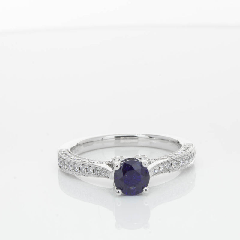 18ct White Gold Sapphire & Diamond Ring-Ring-Walker & Hall