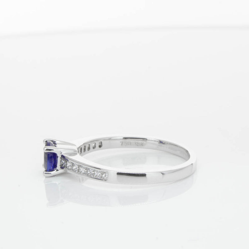 18ct White Gold Sapphire & Diamond Riviera Ring-Ring-Walker & Hall