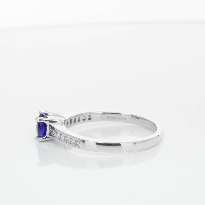 18ct White Gold Sapphire & Diamond Riviera Ring-Ring-Walker & Hall