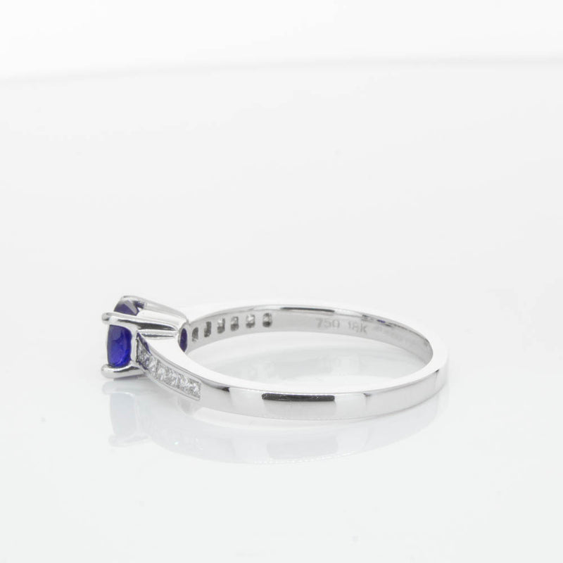 18ct White Gold Sapphire & Diamond Riviera Ring-Ring-Walker & Hall