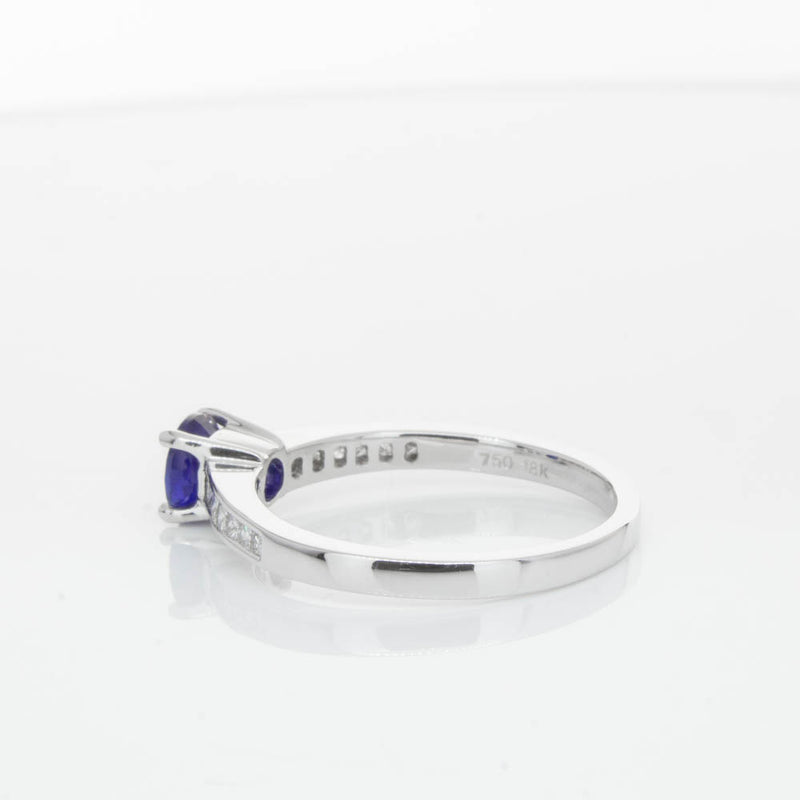 18ct White Gold Sapphire & Diamond Riviera Ring-Ring-Walker & Hall