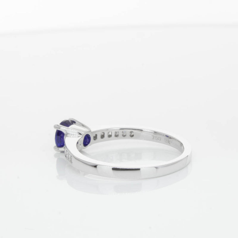 18ct White Gold Sapphire & Diamond Riviera Ring-Ring-Walker & Hall