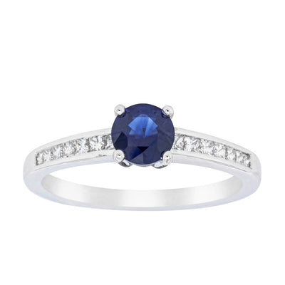 18ct White Gold Sapphire & Diamond Riviera Ring-Ring-Walker & Hall