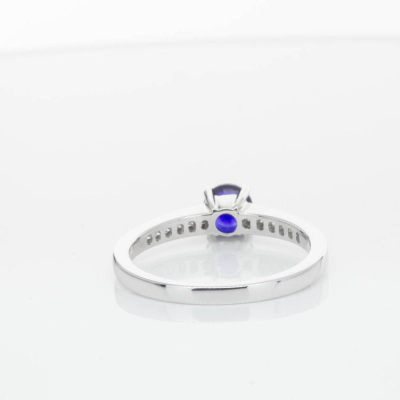 18ct White Gold Sapphire & Diamond Riviera Ring-Ring-Walker & Hall