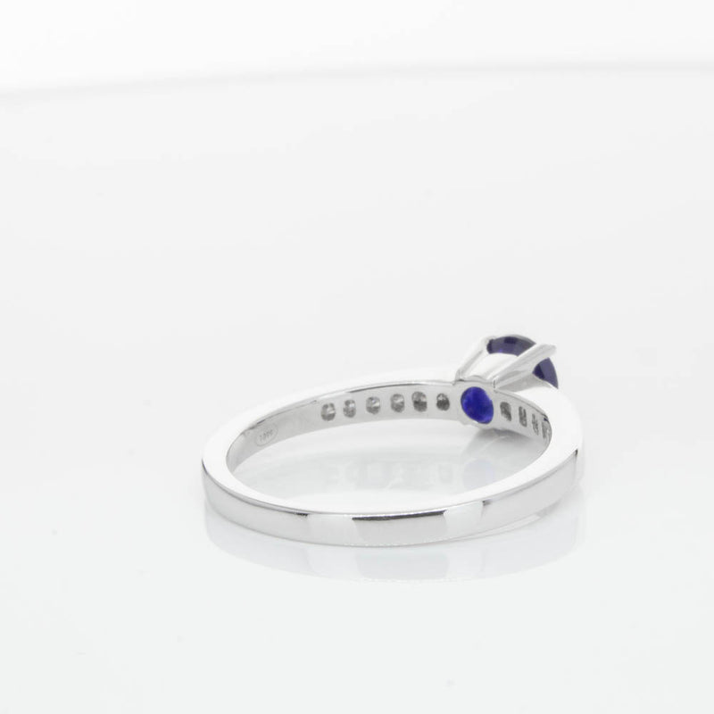 18ct White Gold Sapphire & Diamond Riviera Ring-Ring-Walker & Hall