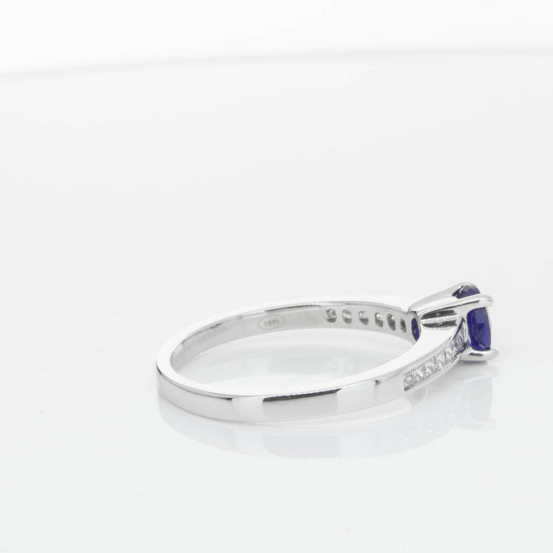 18ct White Gold Sapphire & Diamond Riviera Ring-Ring-Walker & Hall