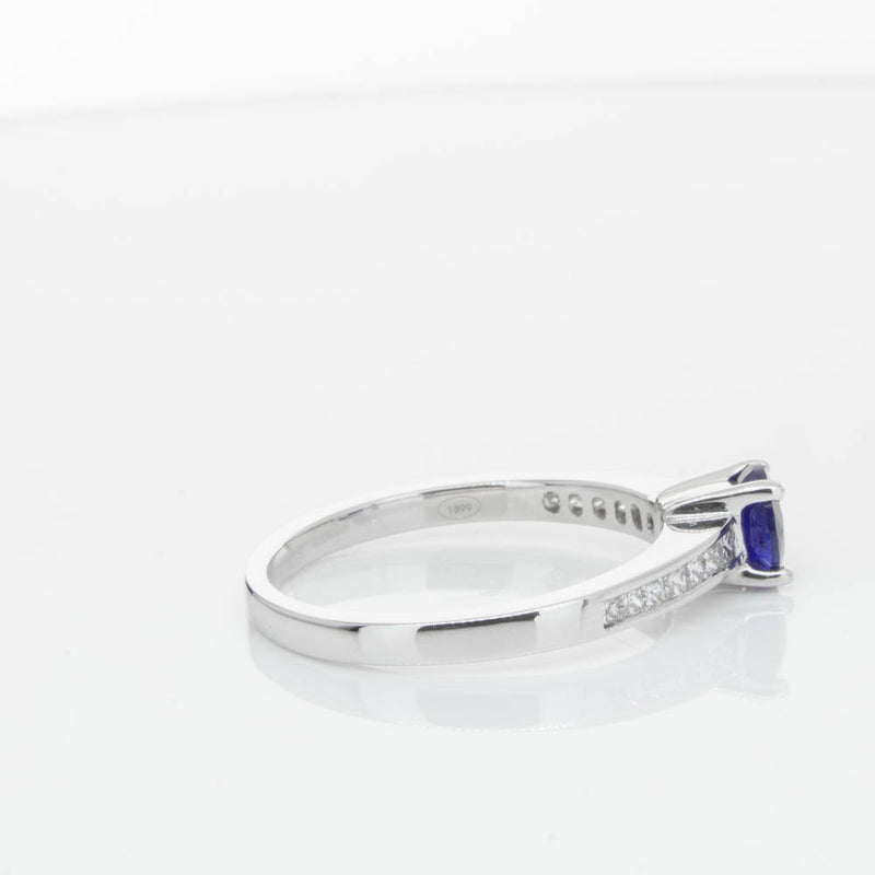 18ct White Gold Sapphire & Diamond Riviera Ring-Ring-Walker & Hall
