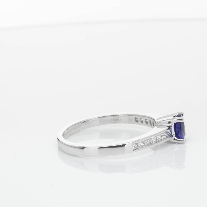 18ct White Gold Sapphire & Diamond Riviera Ring-Ring-Walker & Hall