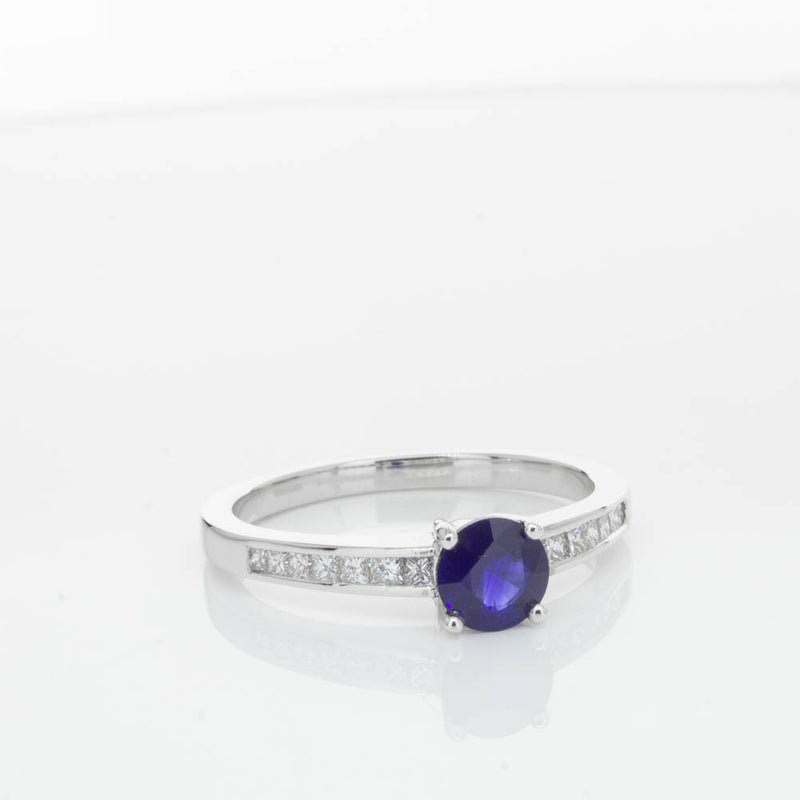 18ct White Gold Sapphire & Diamond Riviera Ring-Ring-Walker & Hall