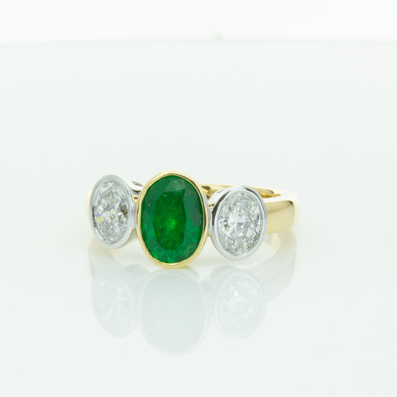 18ct Yellow Gold Emerald & Diamond Ring-Ring-Walker & Hall