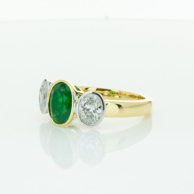 18ct Yellow Gold Emerald & Diamond Ring-Ring-Walker & Hall