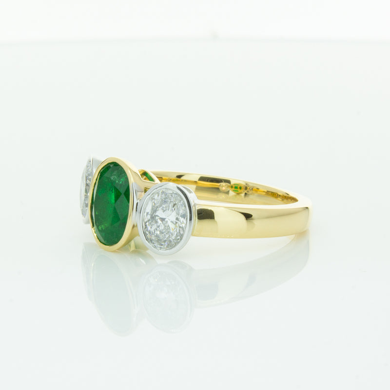18ct Yellow Gold Emerald & Diamond Ring-Ring-Walker & Hall