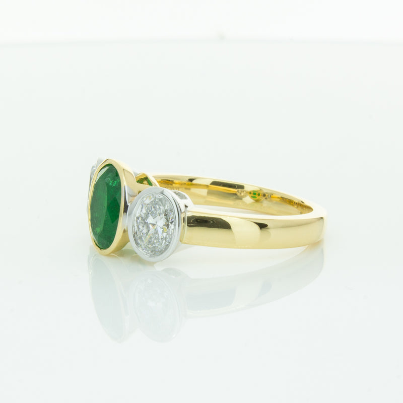 18ct Yellow Gold Emerald & Diamond Ring-Ring-Walker & Hall