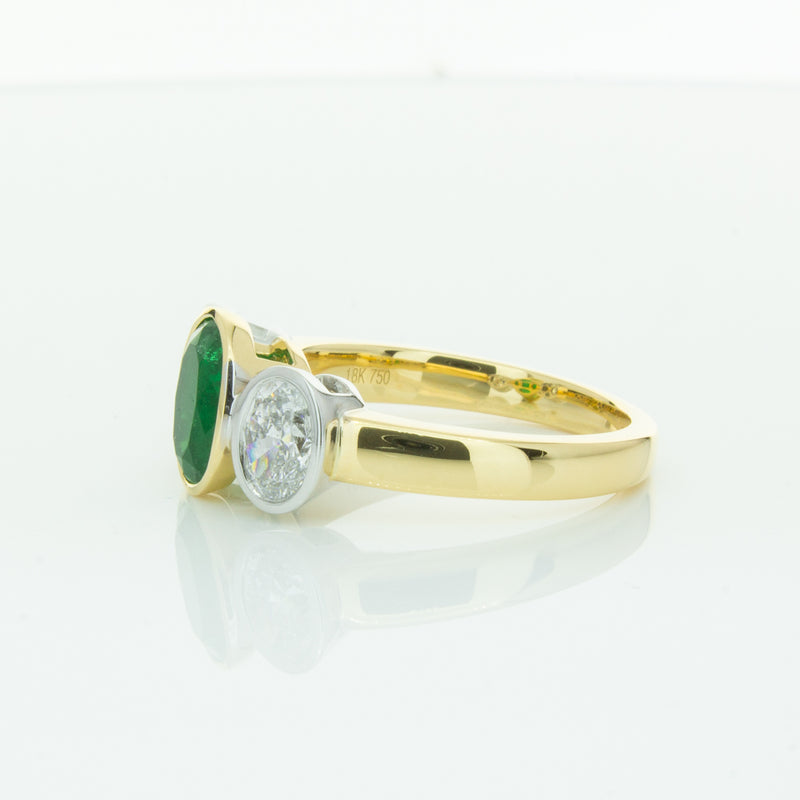 18ct Yellow Gold Emerald & Diamond Ring-Ring-Walker & Hall