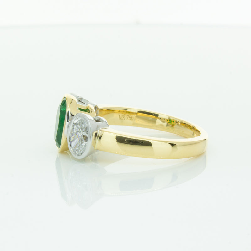 18ct Yellow Gold Emerald & Diamond Ring-Ring-Walker & Hall