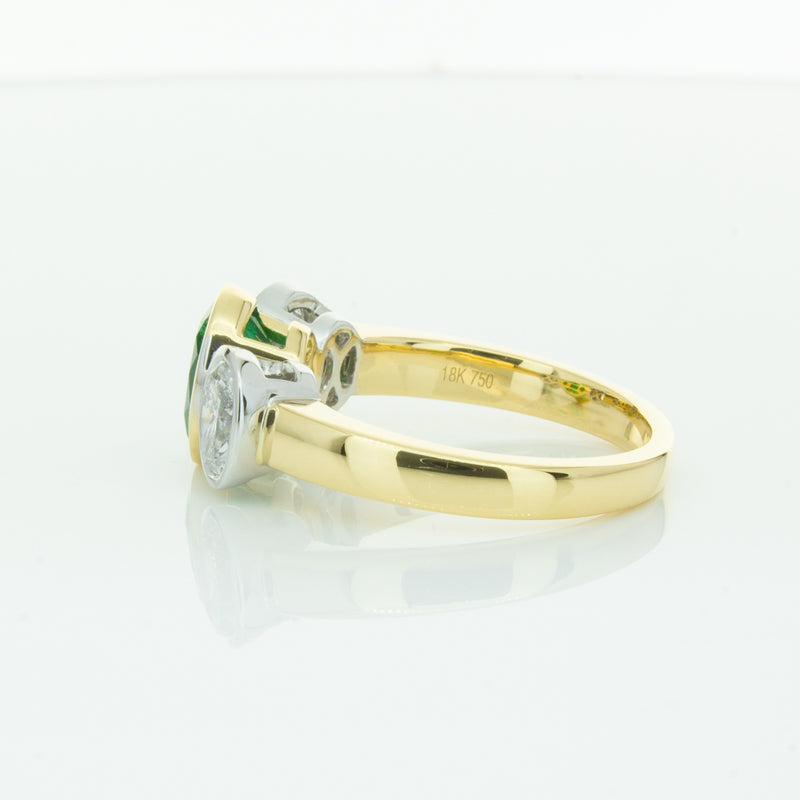18ct Yellow Gold Emerald & Diamond Ring-Ring-Walker & Hall