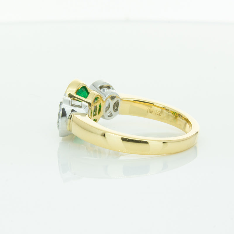 18ct Yellow Gold Emerald & Diamond Ring-Ring-Walker & Hall