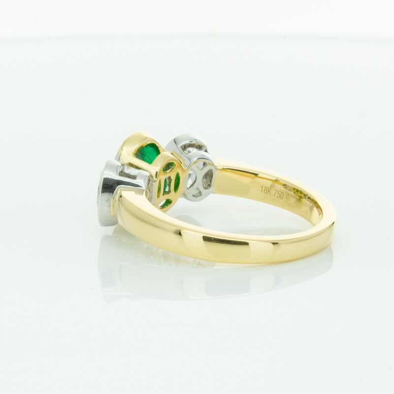 18ct Yellow Gold Emerald & Diamond Ring-Ring-Walker & Hall