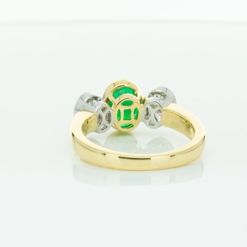 18ct Yellow Gold Emerald & Diamond Ring-Ring-Walker & Hall