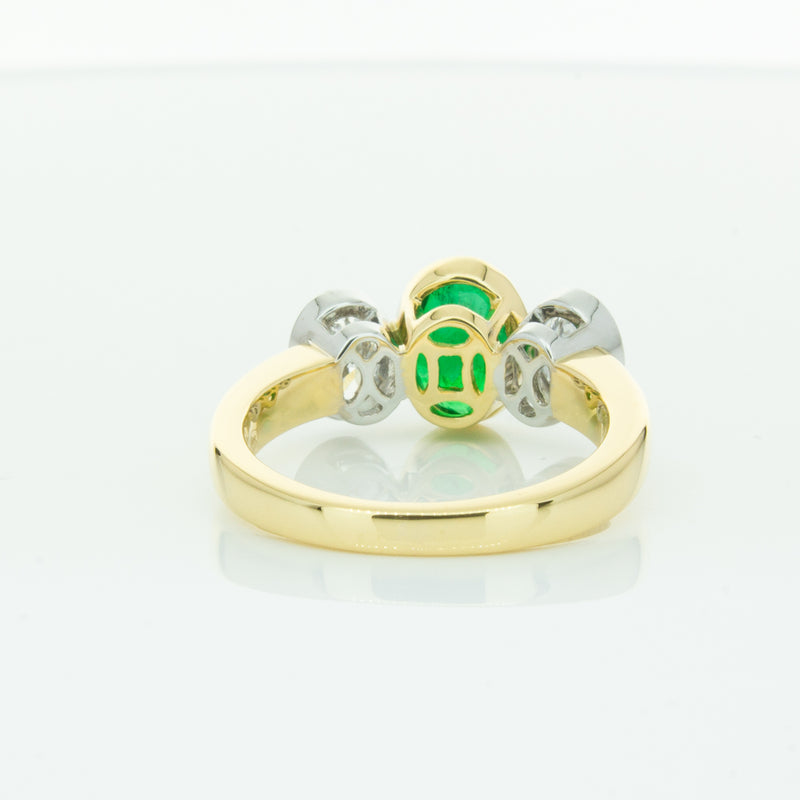 18ct Yellow Gold Emerald & Diamond Ring-Ring-Walker & Hall