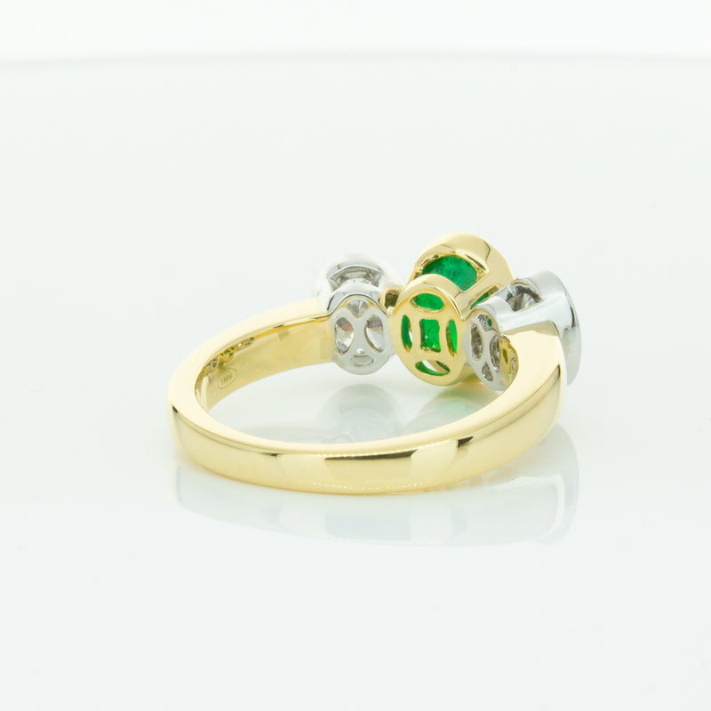 18ct Yellow Gold Emerald & Diamond Ring-Ring-Walker & Hall