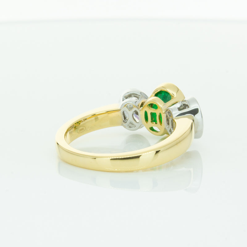 18ct Yellow Gold Emerald & Diamond Ring-Ring-Walker & Hall
