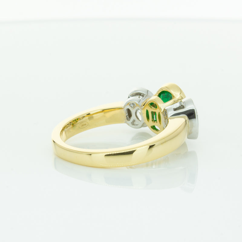 18ct Yellow Gold Emerald & Diamond Ring-Ring-Walker & Hall