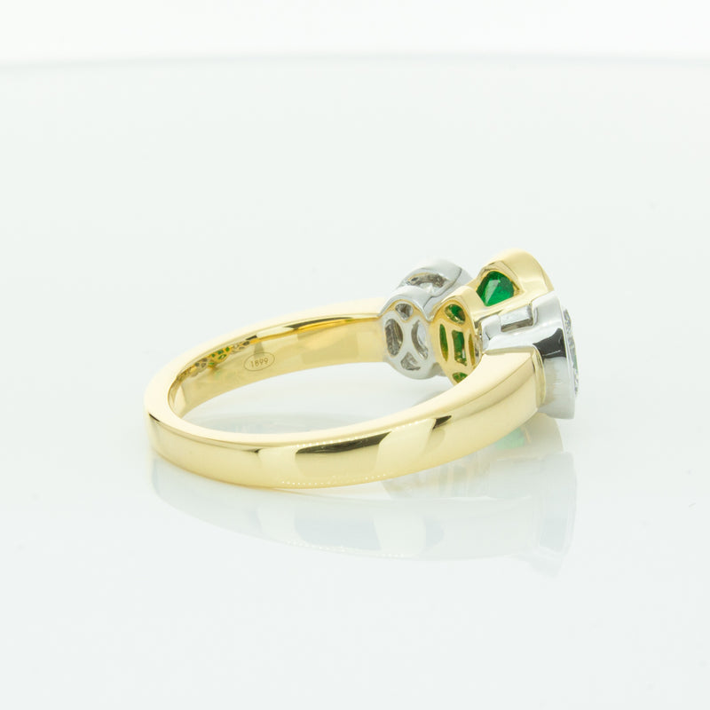 18ct Yellow Gold Emerald & Diamond Ring-Ring-Walker & Hall
