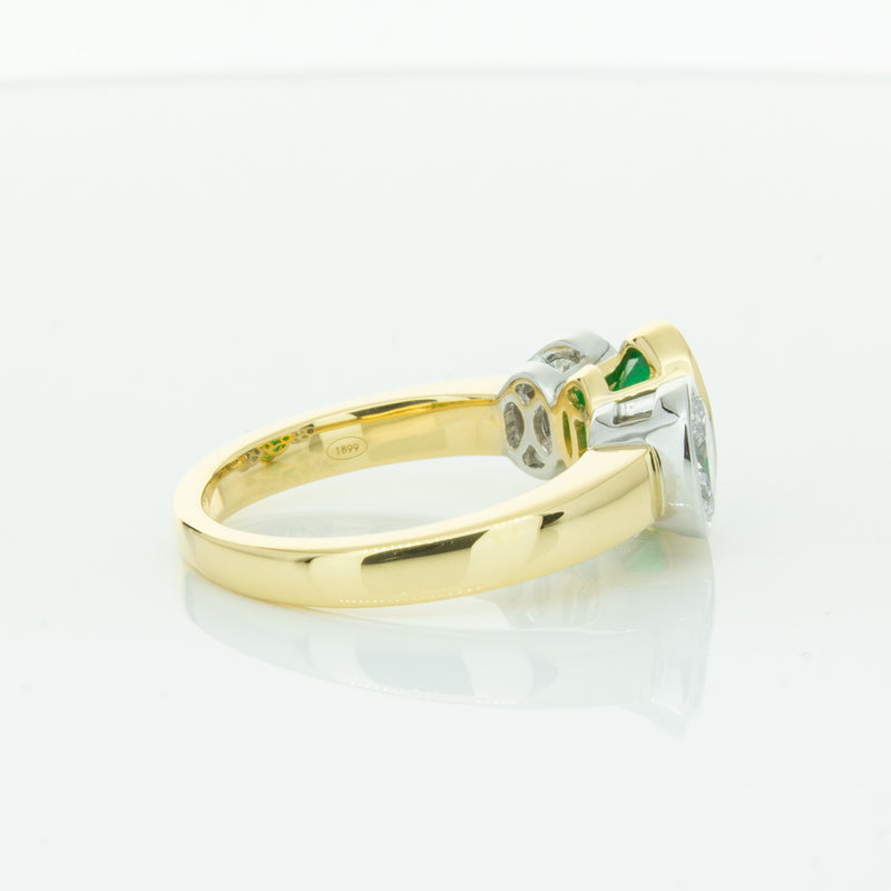 18ct Yellow Gold Emerald & Diamond Ring-Ring-Walker & Hall