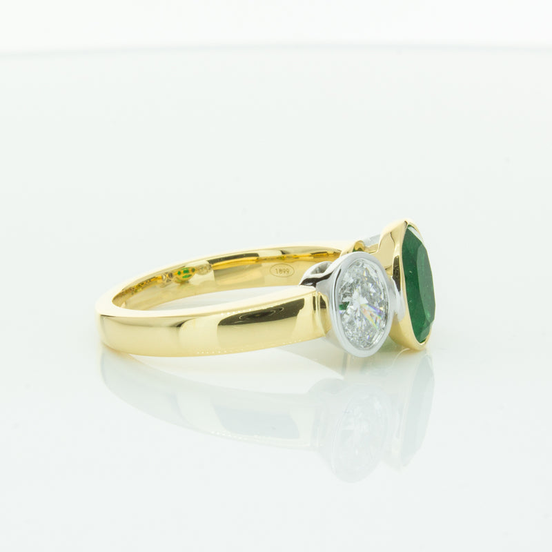 18ct Yellow Gold Emerald & Diamond Ring-Ring-Walker & Hall