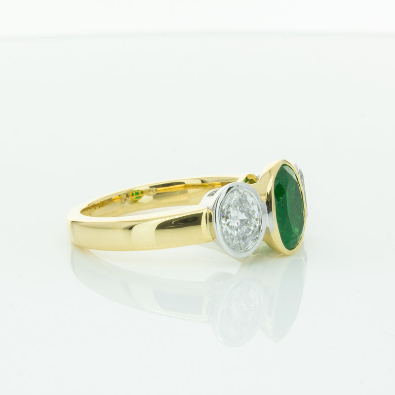 18ct Yellow Gold Emerald & Diamond Ring-Ring-Walker & Hall