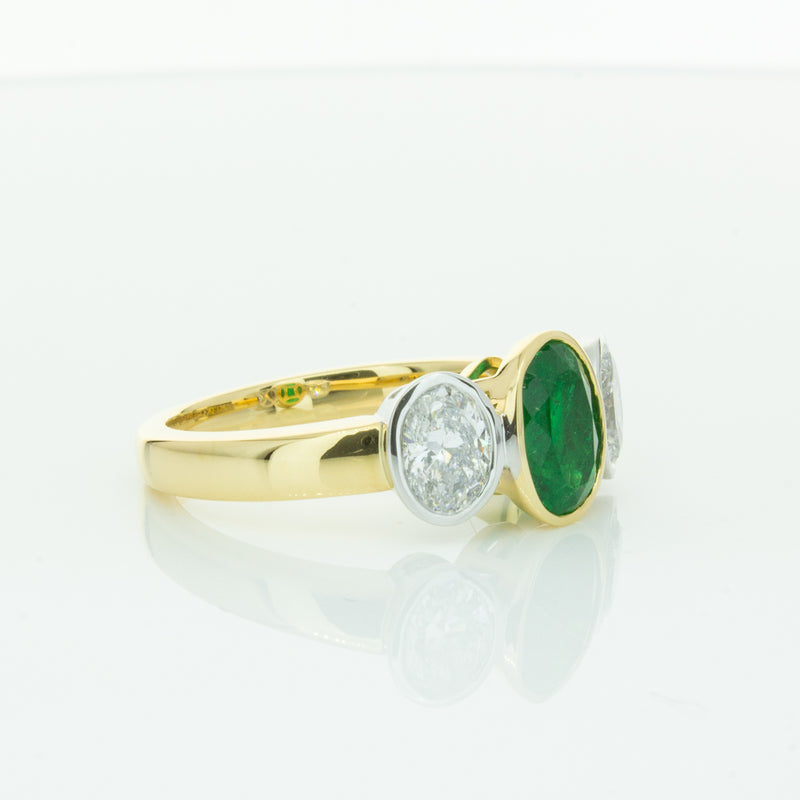 18ct Yellow Gold Emerald & Diamond Ring-Ring-Walker & Hall