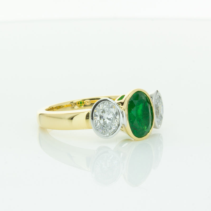 18ct Yellow Gold Emerald & Diamond Ring-Ring-Walker & Hall