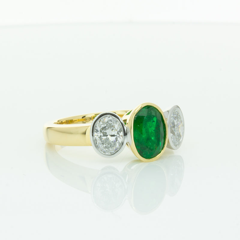 18ct Yellow Gold Emerald & Diamond Ring-Ring-Walker & Hall