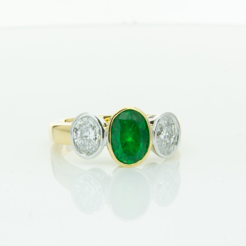 18ct Yellow Gold Emerald & Diamond Ring-Ring-Walker & Hall