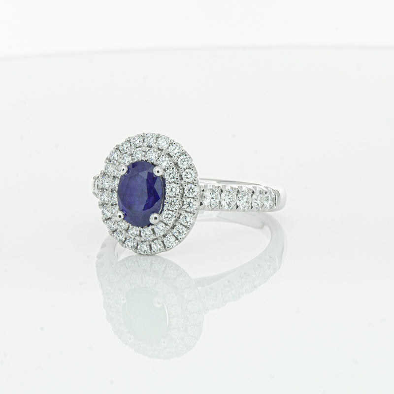 18ct White Gold 1.19ct Sapphire & Diamond Rosa Ring-Ring-Walker & Hall