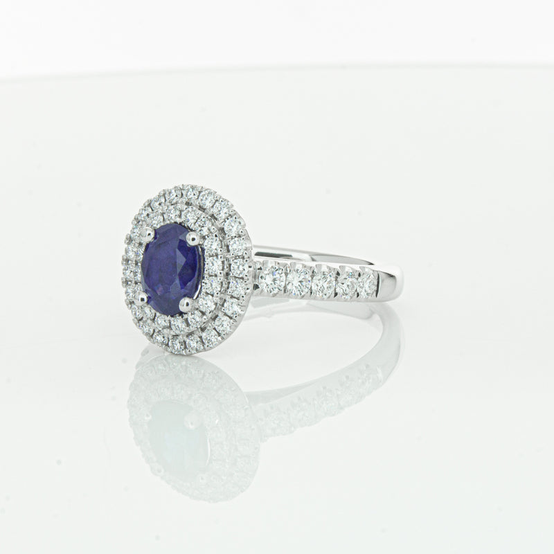 18ct White Gold 1.19ct Sapphire & Diamond Rosa Ring-Ring-Walker & Hall