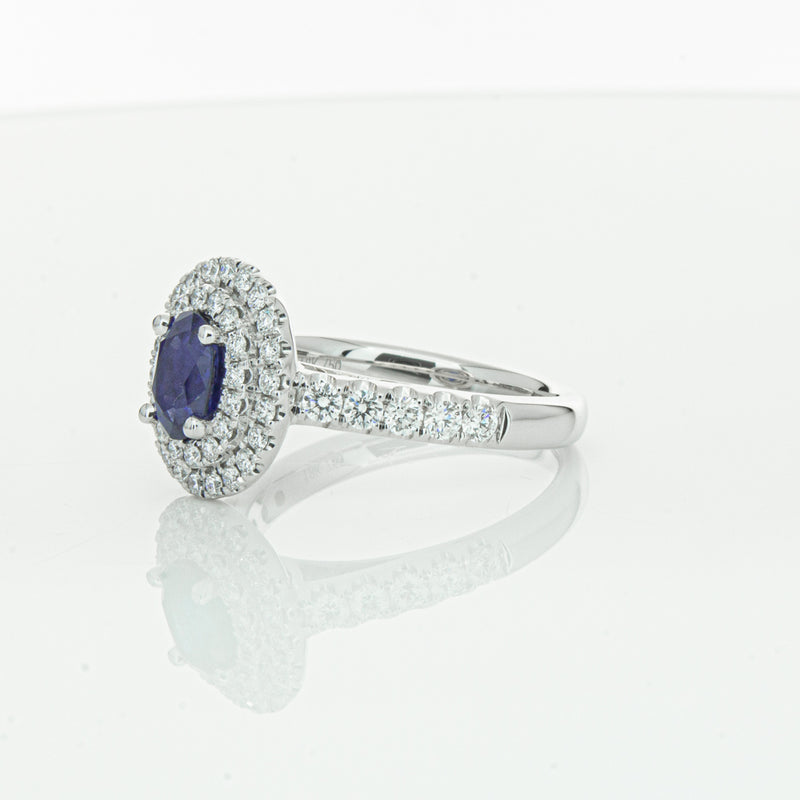 18ct White Gold 1.19ct Sapphire & Diamond Rosa Ring-Ring-Walker & Hall