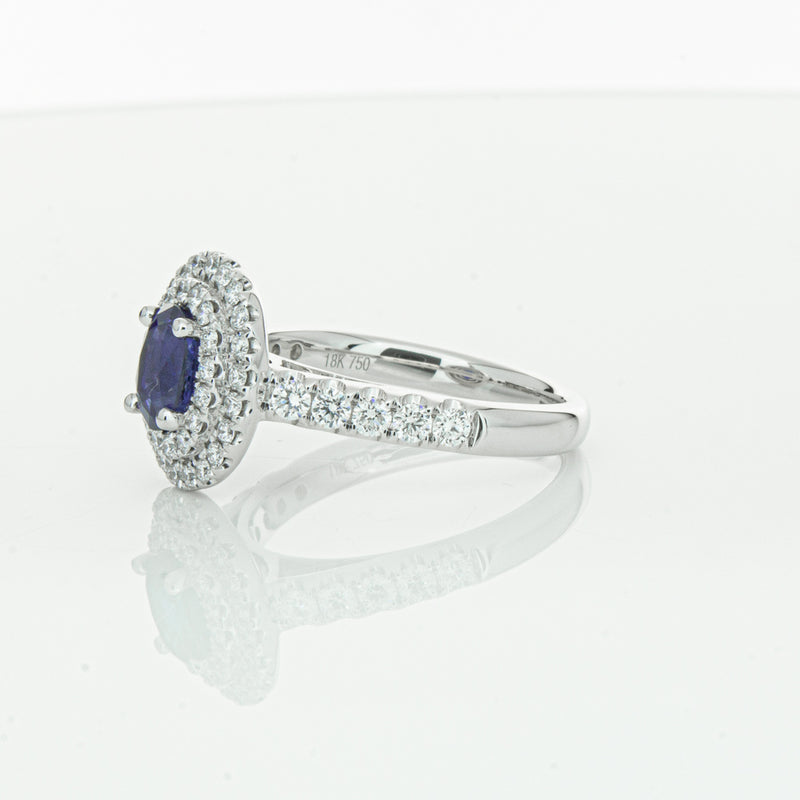 18ct White Gold 1.19ct Sapphire & Diamond Rosa Ring-Ring-Walker & Hall