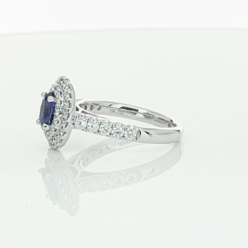 18ct White Gold 1.19ct Sapphire & Diamond Rosa Ring-Ring-Walker & Hall