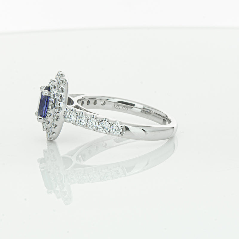 18ct White Gold 1.19ct Sapphire & Diamond Rosa Ring-Ring-Walker & Hall