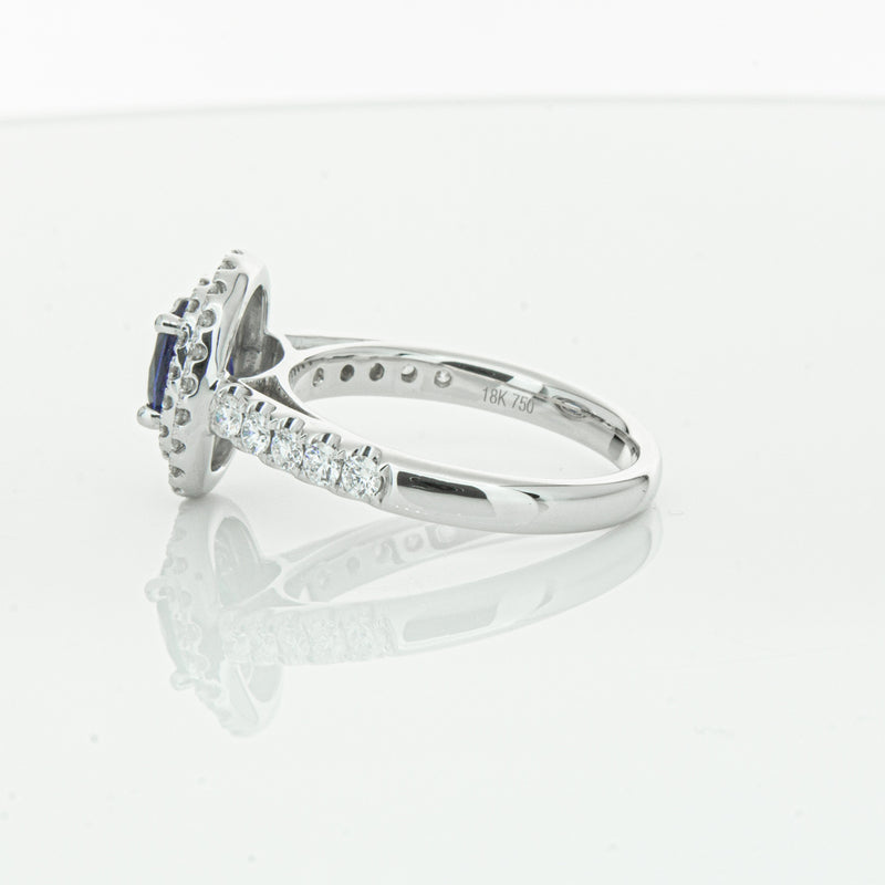 18ct White Gold 1.19ct Sapphire & Diamond Rosa Ring-Ring-Walker & Hall