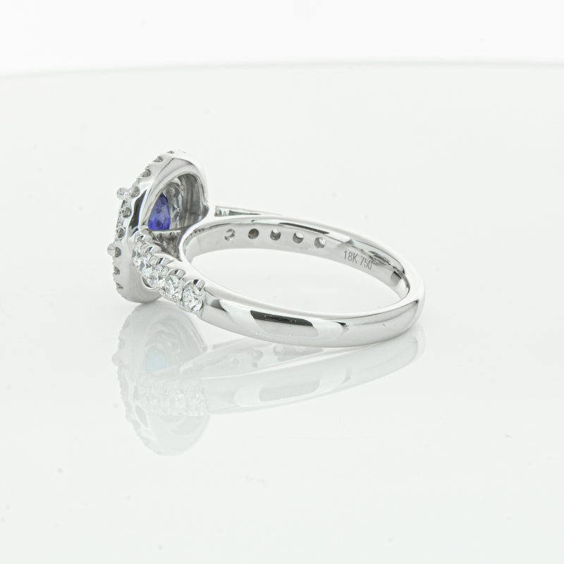 18ct White Gold 1.19ct Sapphire & Diamond Rosa Ring-Ring-Walker & Hall