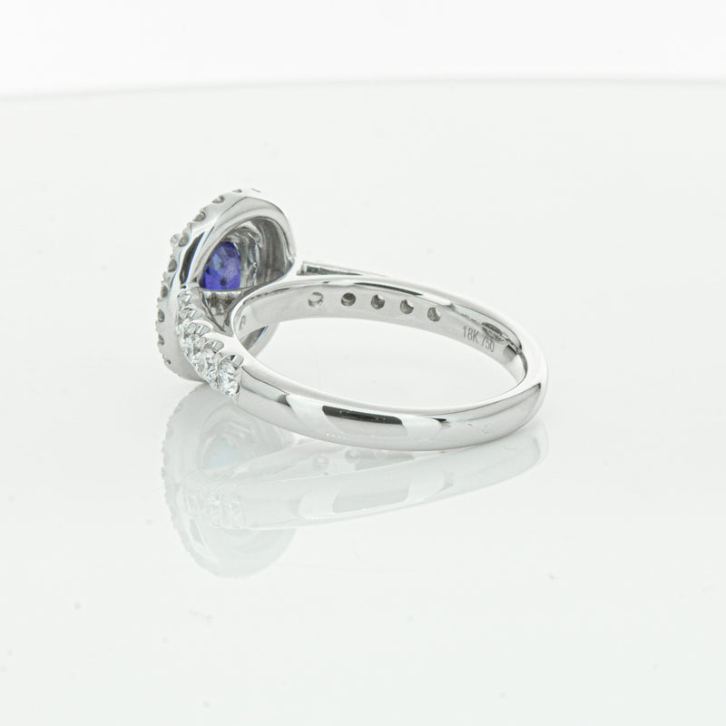 18ct White Gold 1.19ct Sapphire & Diamond Rosa Ring-Ring-Walker & Hall
